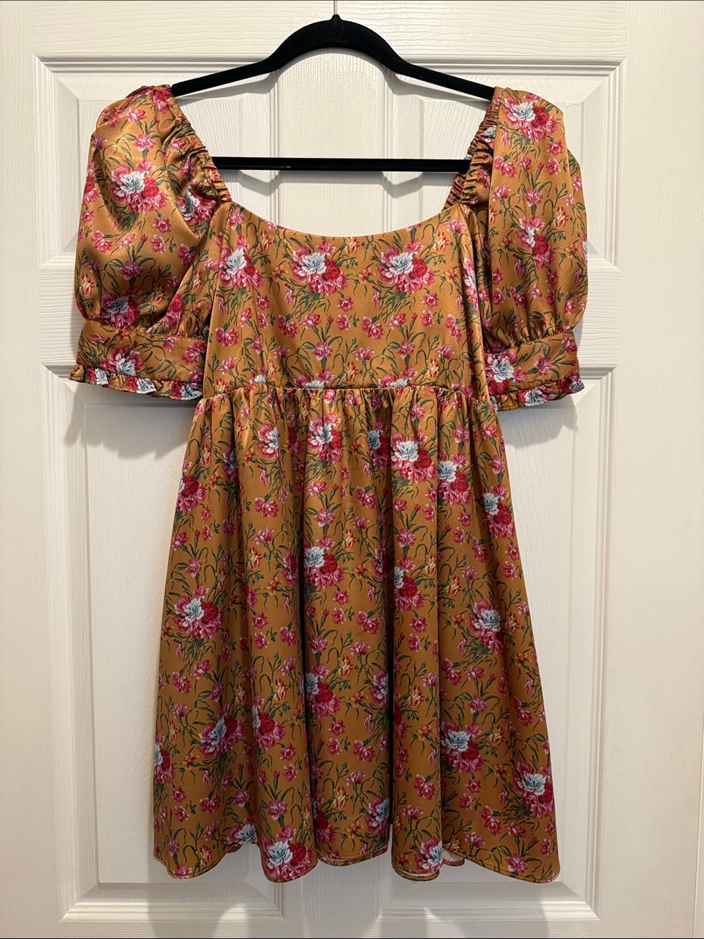 LoveShackFancy Floral Puff Sleeve Mini Dress